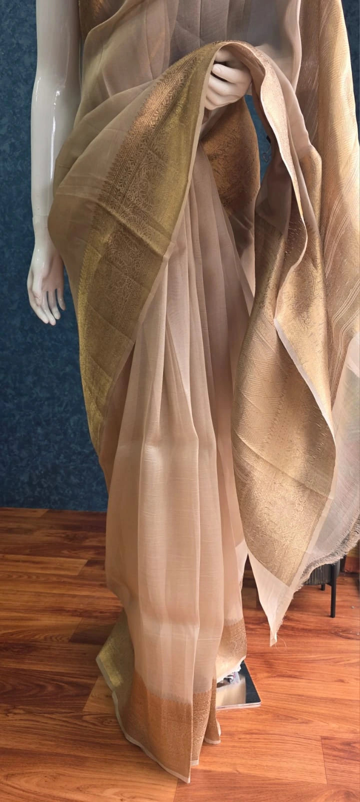 Pure Banarasi Khaddi Tissue - Beige