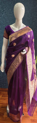 Pure Banarasi Khaddi Tissue - Purple