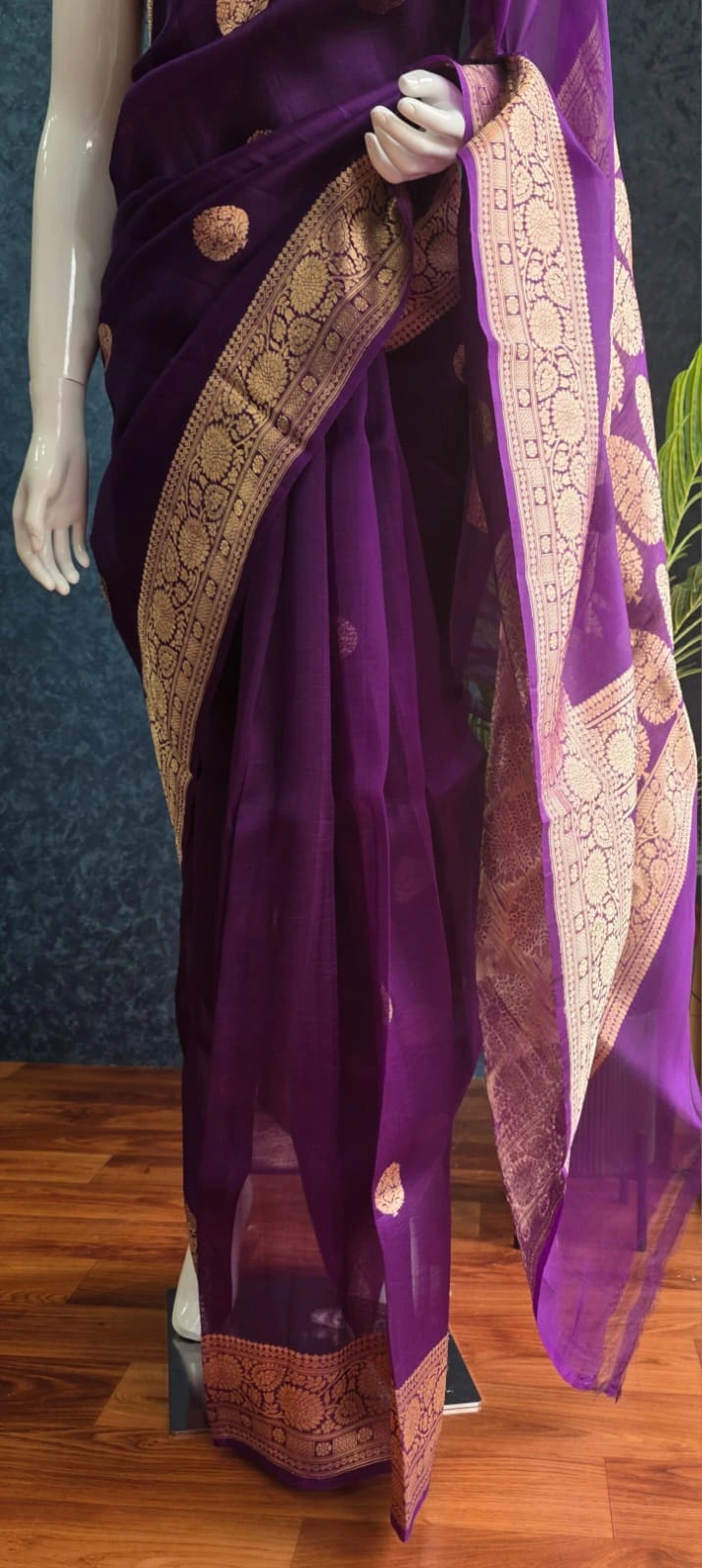 Pure Banarasi Khaddi Tissue - Purple