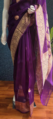 Pure Banarasi Khaddi Tissue - Purple