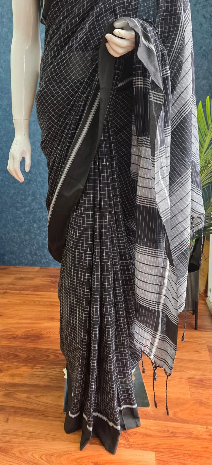 Bengal Cotton Grey Black Checks