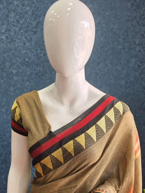 Bengal Grey Black Cotton Saree