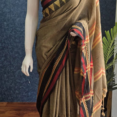 Bengal Grey Black Cotton Saree