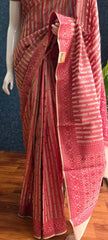 Premium Banarasi Tissue - Red stripes
