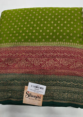 Pure Banarasi 3D parrot Green Red