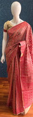 Premium Banarasi Tissue - Red stripes