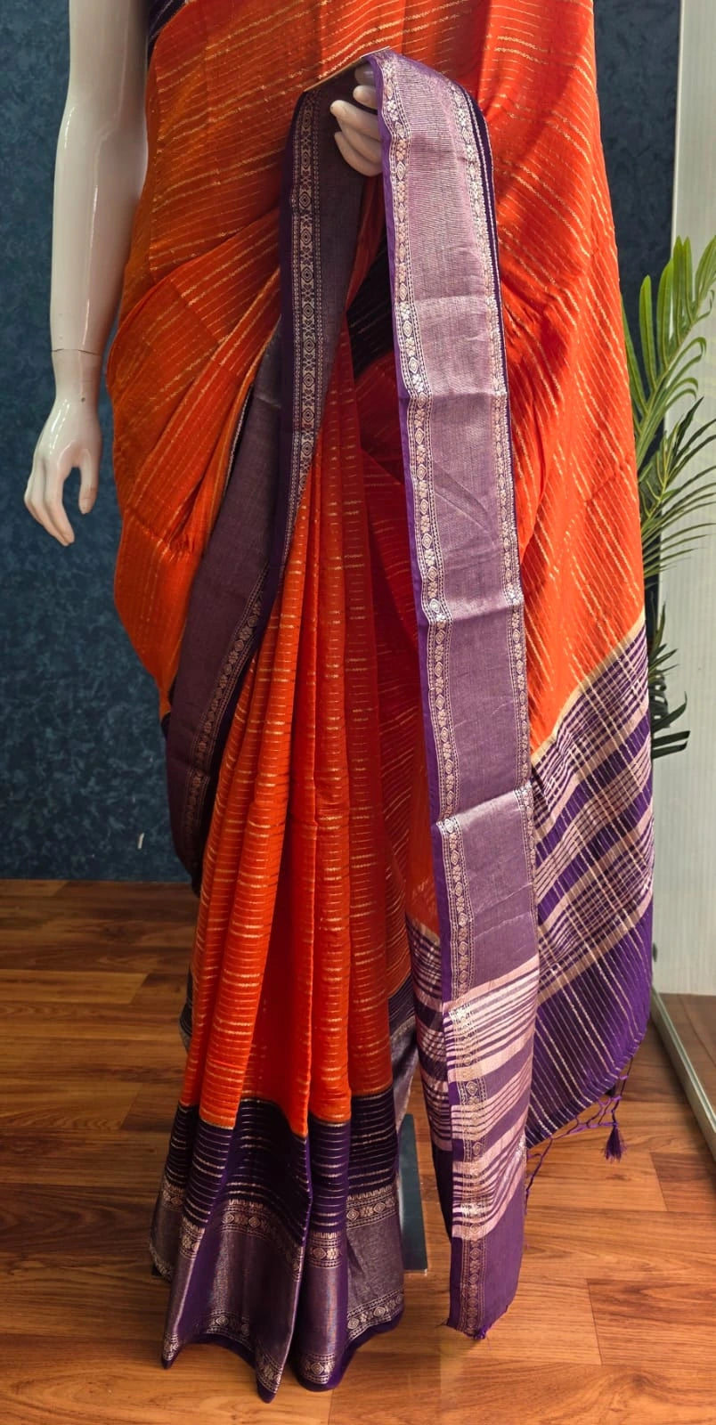 Assam Silk Orange Purple
