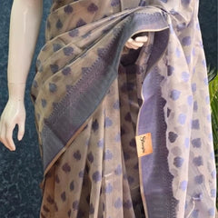 Banarasi Silver Blue Butta Tissue Saree
