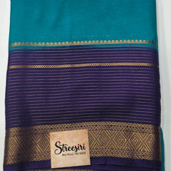 Contrast Green Purple Semi Crepe Silk Saree