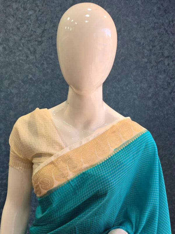 Checks Lavender Maroon Tussar Silk Saree