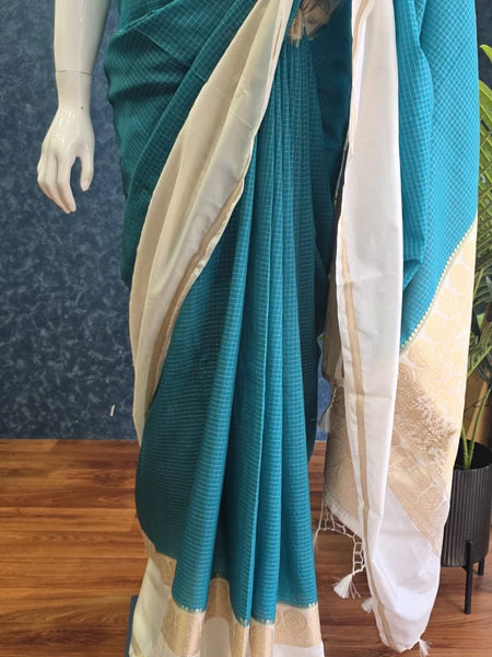 Checks Lavender Maroon Tussar Silk Saree