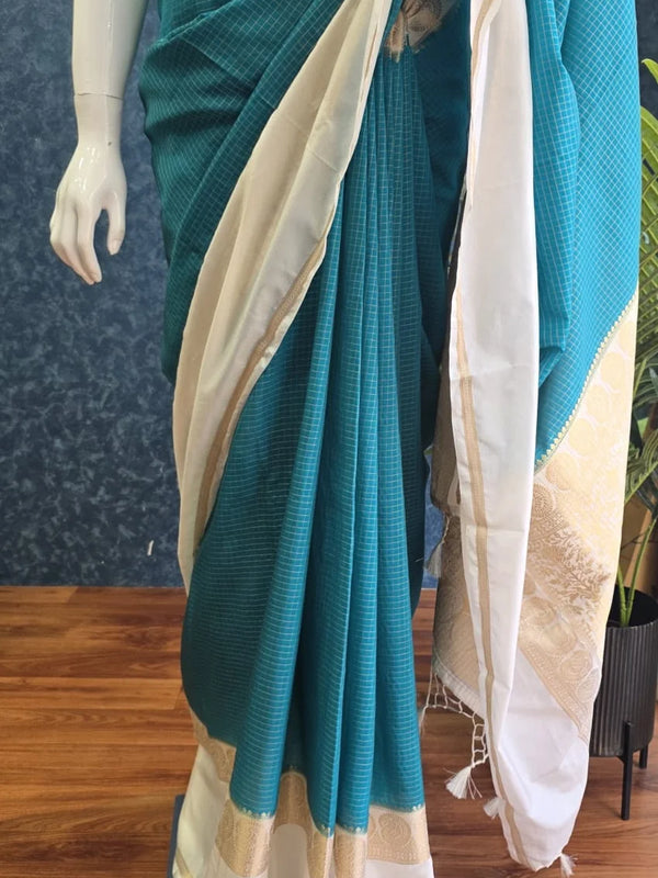 Checks Lavender Maroon Tussar Silk Saree