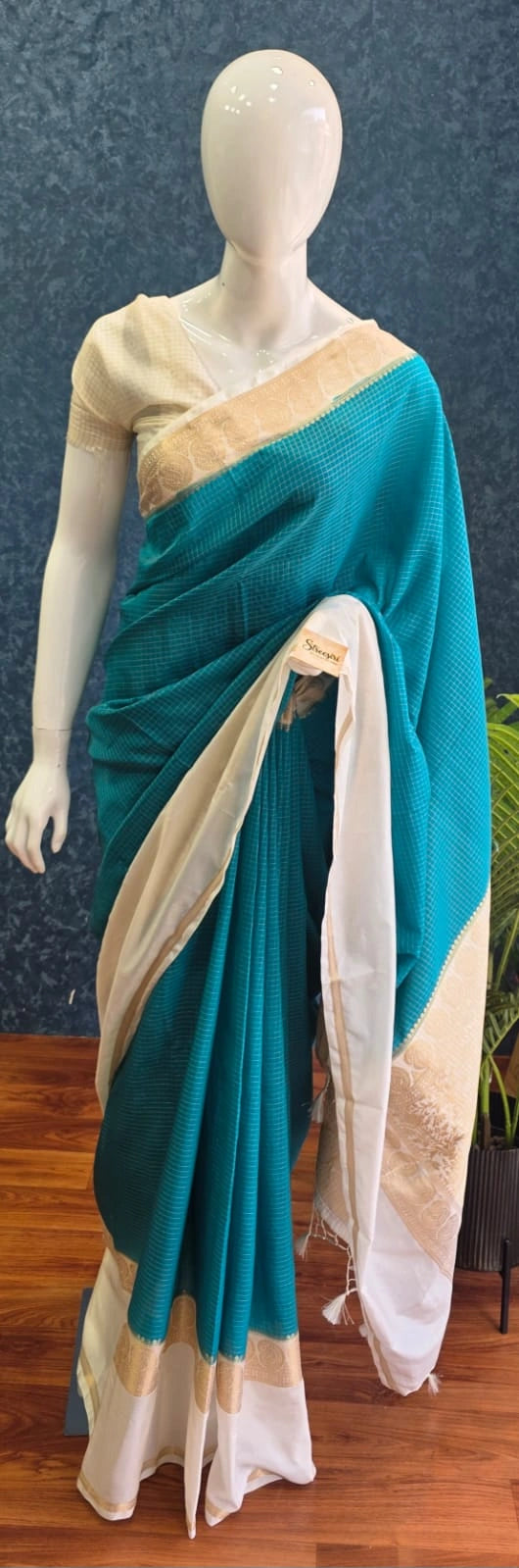 Viscose Chex Blue white