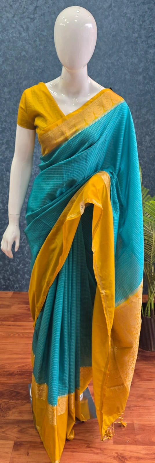 Viscose Chex Rama Green Yellow