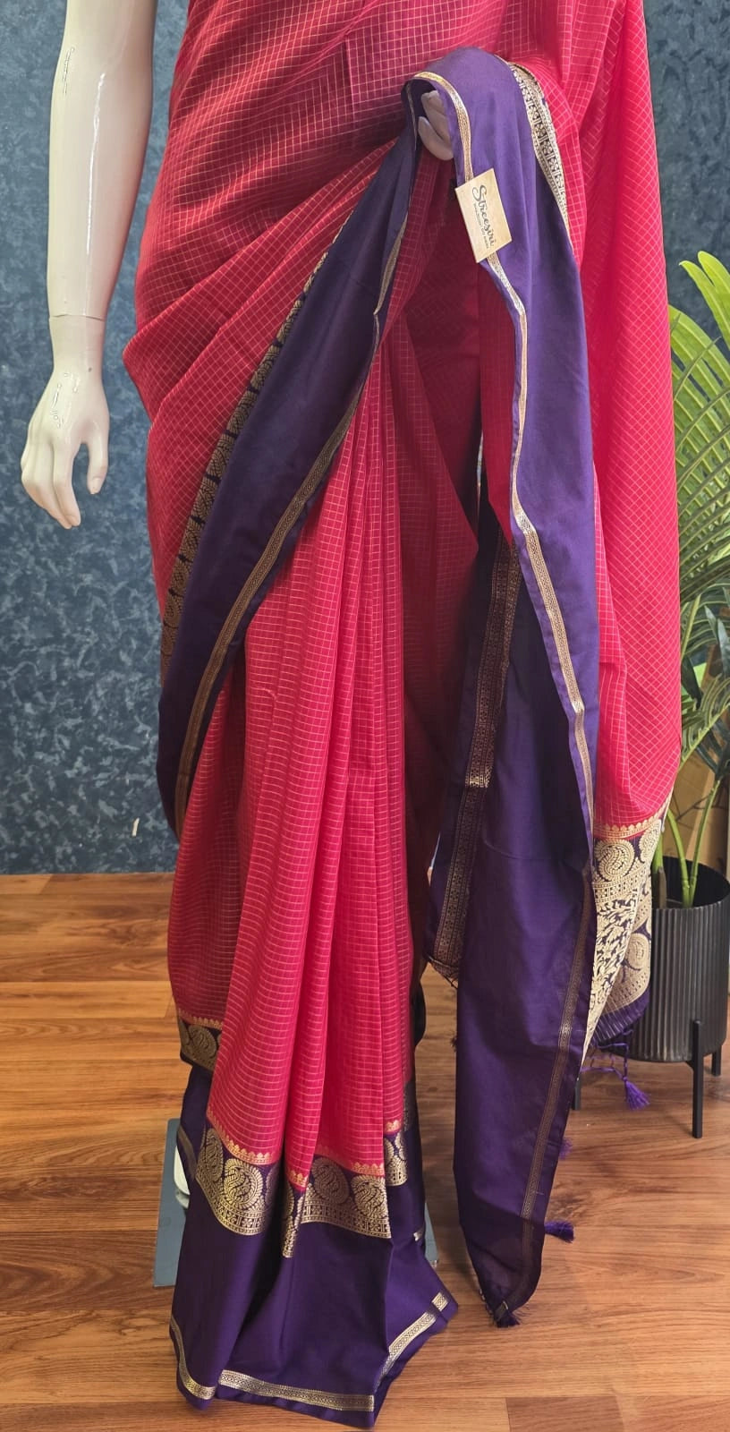 Viscose Chex Pink Purple