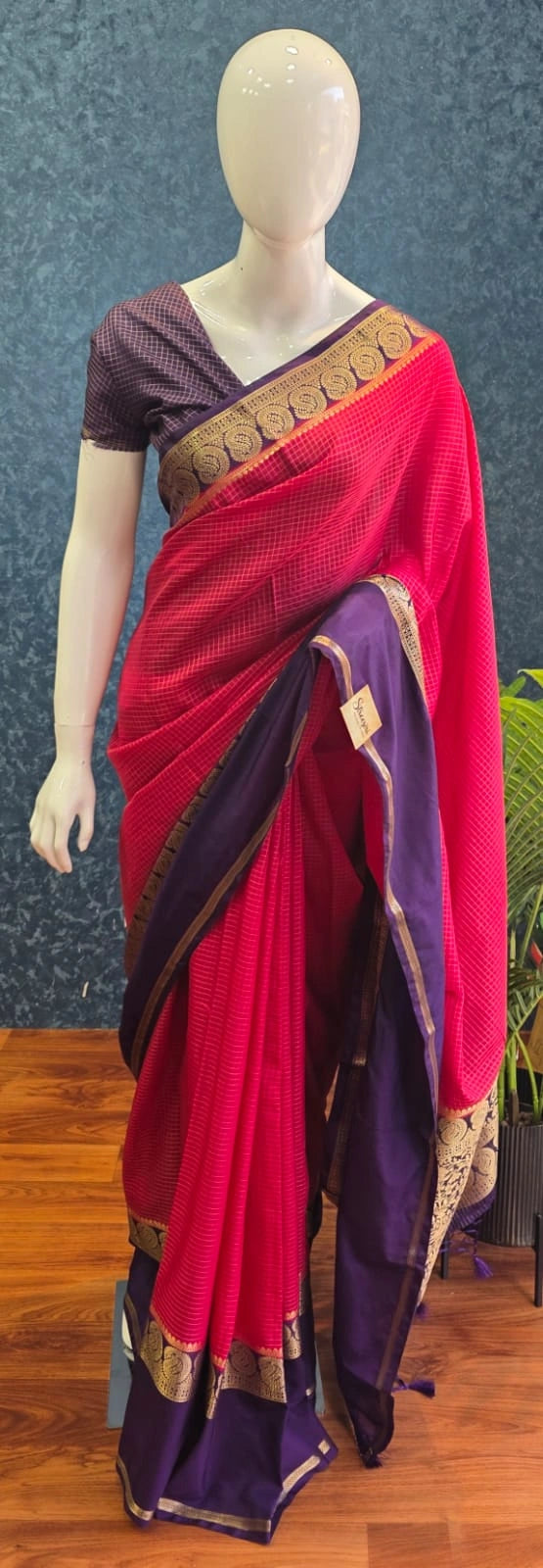 Viscose Chex Pink Purple
