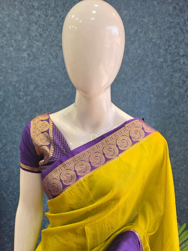 Viscose Chex Mustard Purple