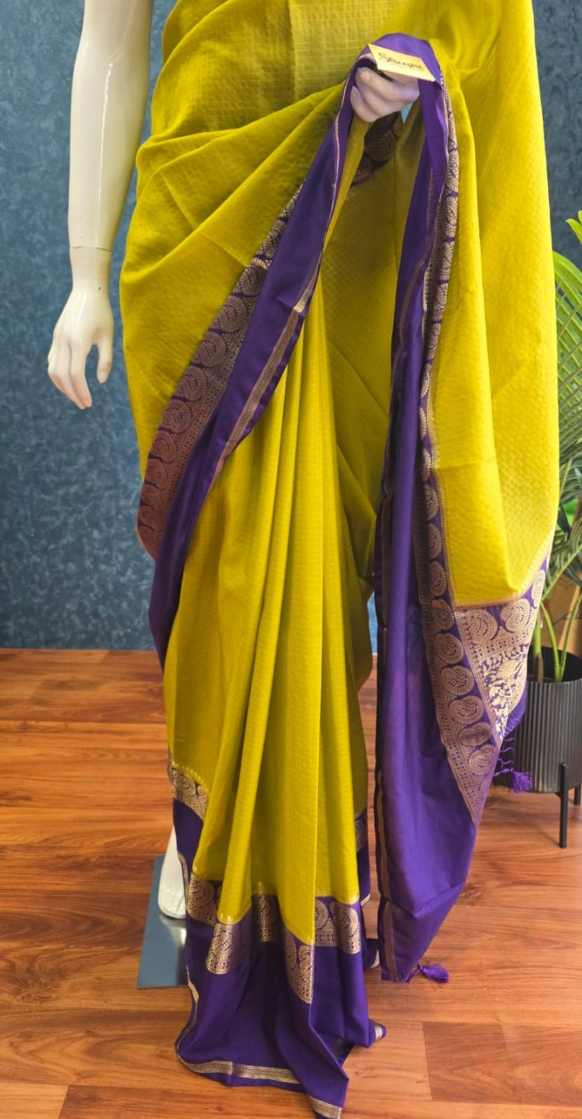 Viscose Chex Mustard Purple