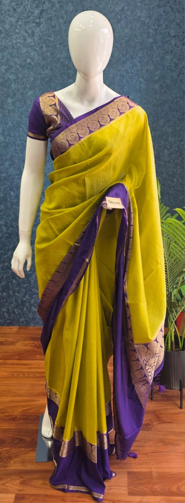 Viscose Chex Mustard Purple