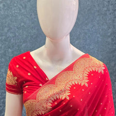 Scallop Border Red Gorgette Saree
