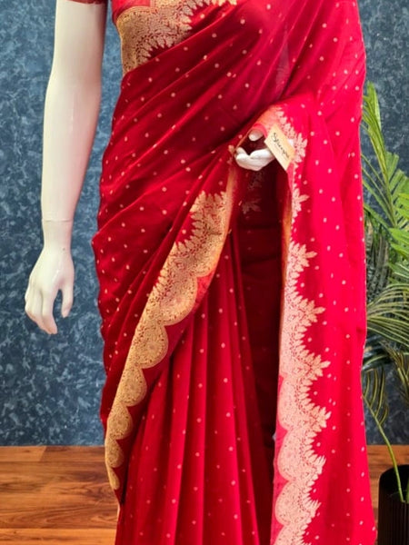 Scallop Border Gorgette Saree