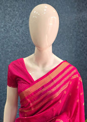 Semi Silk Bentex Border Chex Rani Pink