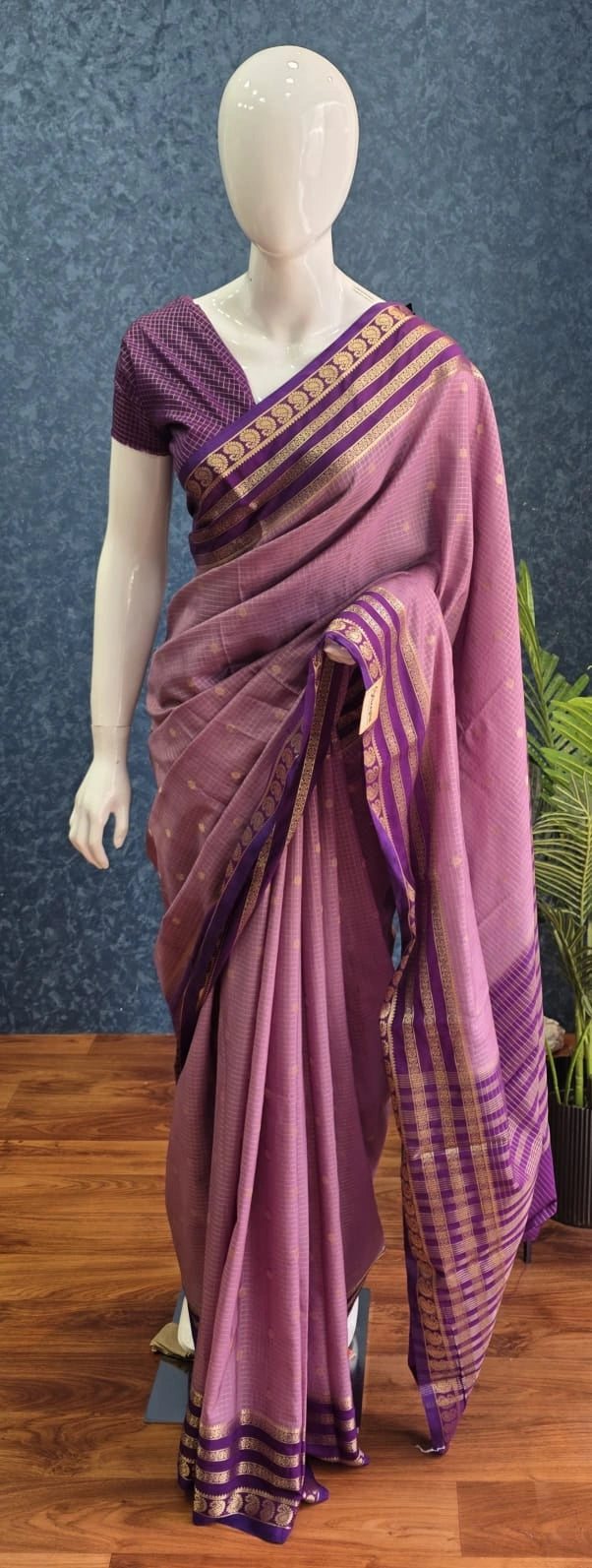 Semi Silk Bentex Border Chex Lavender Purple