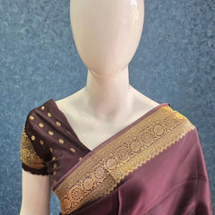 Soft Dark Brown Mushru Silk Saree
