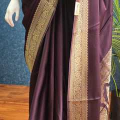Soft Dark Brown Mushru Silk Saree
