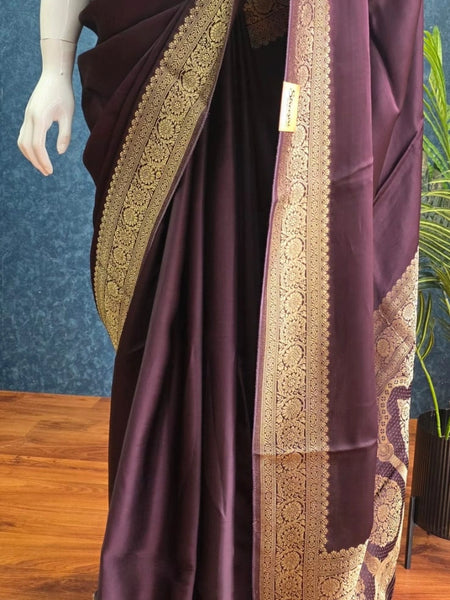 Soft Dark Brown Mushru Silk Saree
