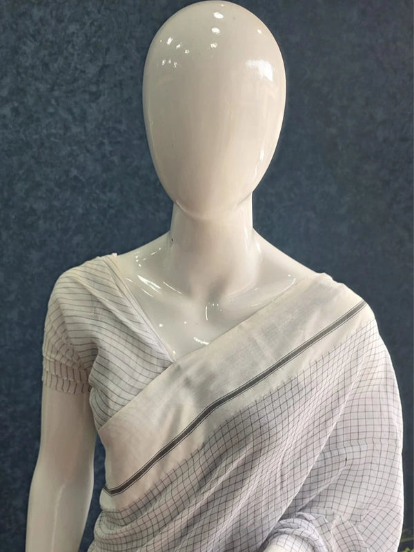 Bengal cotton checks saree