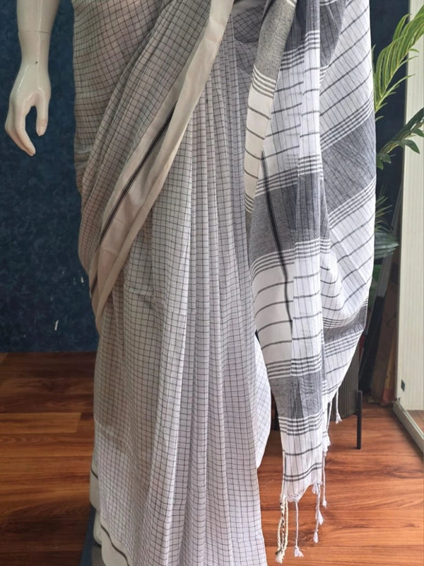 Bengal cotton checks saree