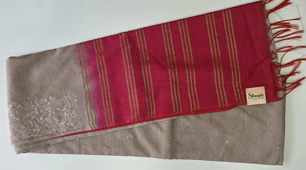 Embroidered Tussar Saree