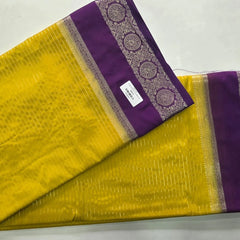 Contrast Lines Purple Pink Semi Crepe Silk Saree