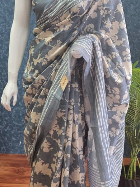Crushed Tussar Saree