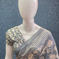 Crush  Dusty Blue Tussar Saree