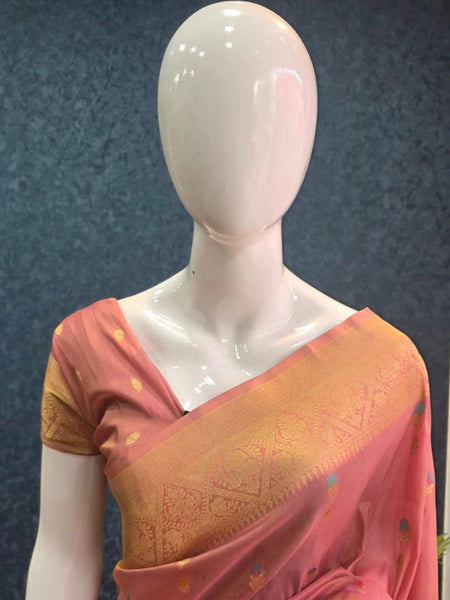 Banarasi Pale Pink Tissue Saree