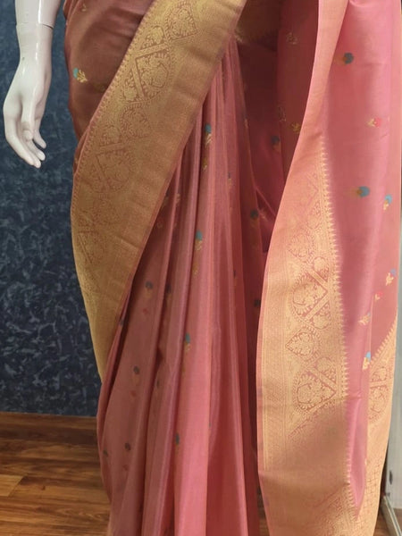 Banarasi Pale Pink Tissue Saree