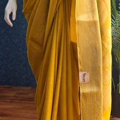 Soft Yellow Semi Silk Saree