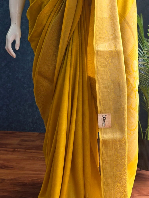 Soft Yellow Semi Silk Saree