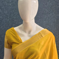 Soft Yellow Semi Silk Saree