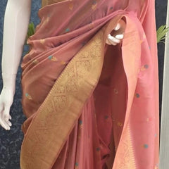 Banarasi Pale Pink Tissue Saree