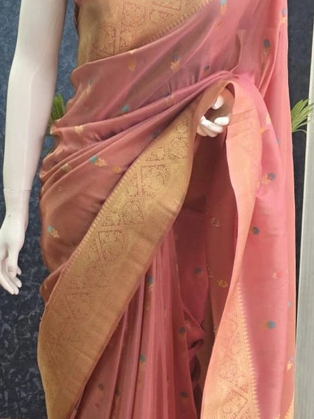Banarasi Pale Pink Tissue Saree