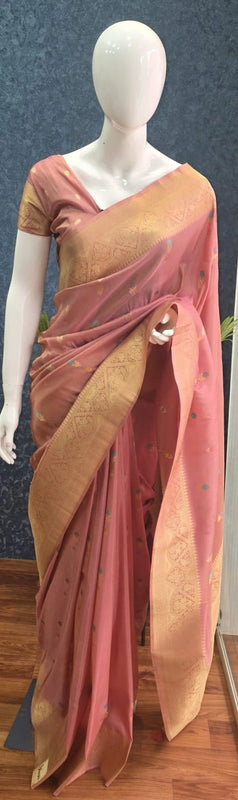 Banarasi Pale Pink Tissue Saree