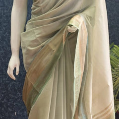 Brocade Blouse Pista Green Chanderi Saree