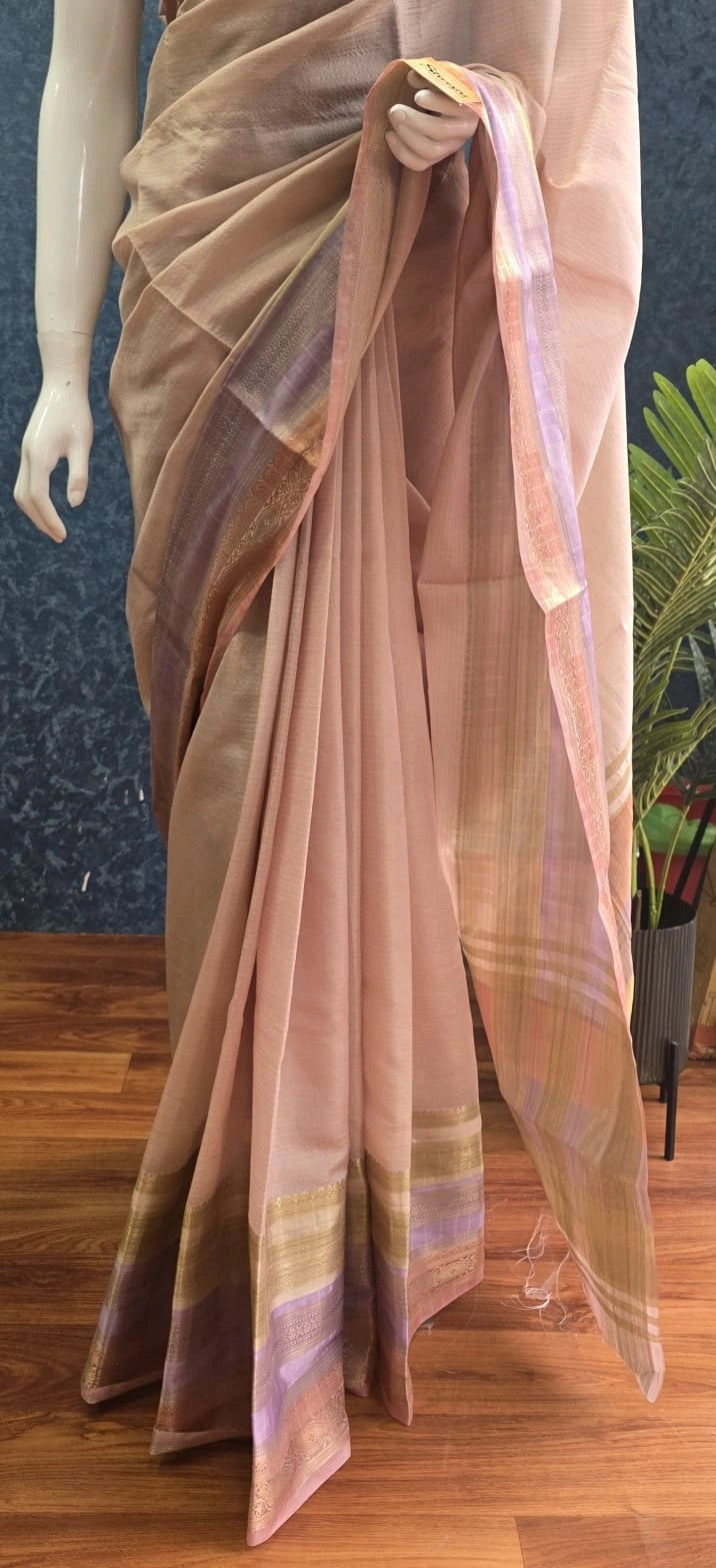 Chanderi Pastel Peach