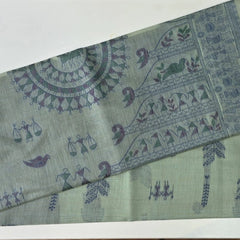 Jamdhani Pista Linen Saree