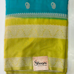 Rama Green Mustard Gorgette Saree