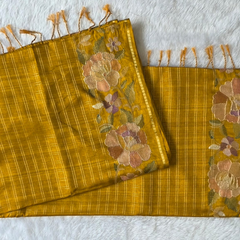 Viscose Checks Floral Embroidery