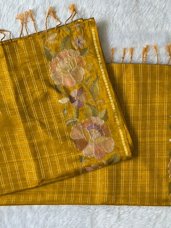 Viscose Checks Floral Embroidery